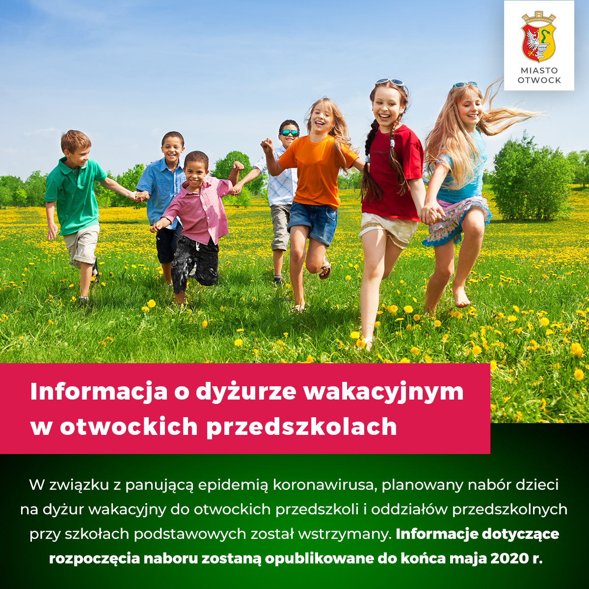 Informacja o dyżurze wakacyjnym w Otwockich Przedszkolach